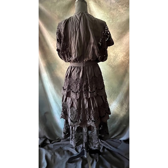 New Farm Rio Black Richilieu Dress Tiered Lace Midi Women's Party Cocktail - Picture 7 of 10